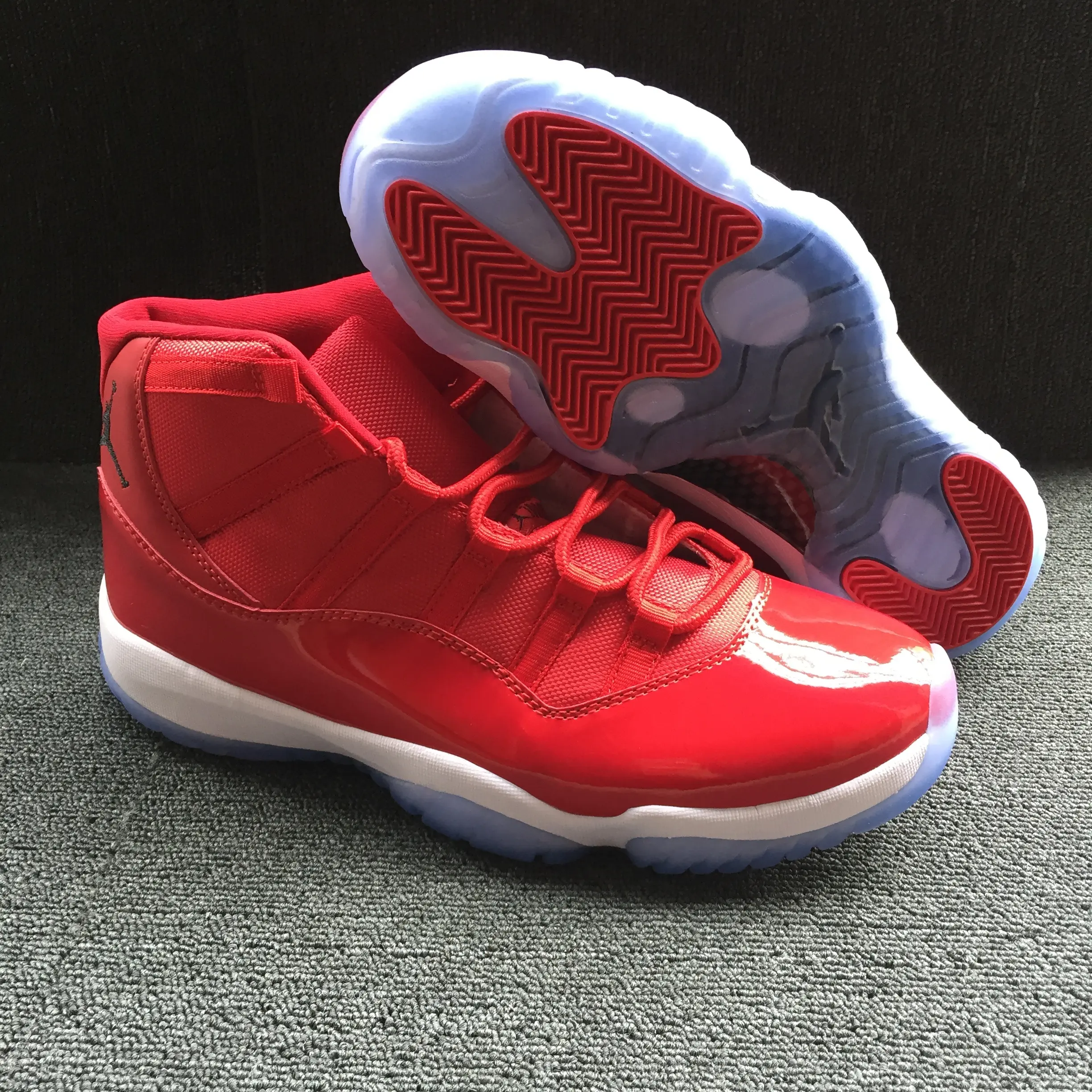 Red Patent Leather Mesh Mix High Tops, Semi‑Transparent Anti‑Slip Crystal Rubber Sole, Street‑Style Retro Unisex Athletic Sneakers
