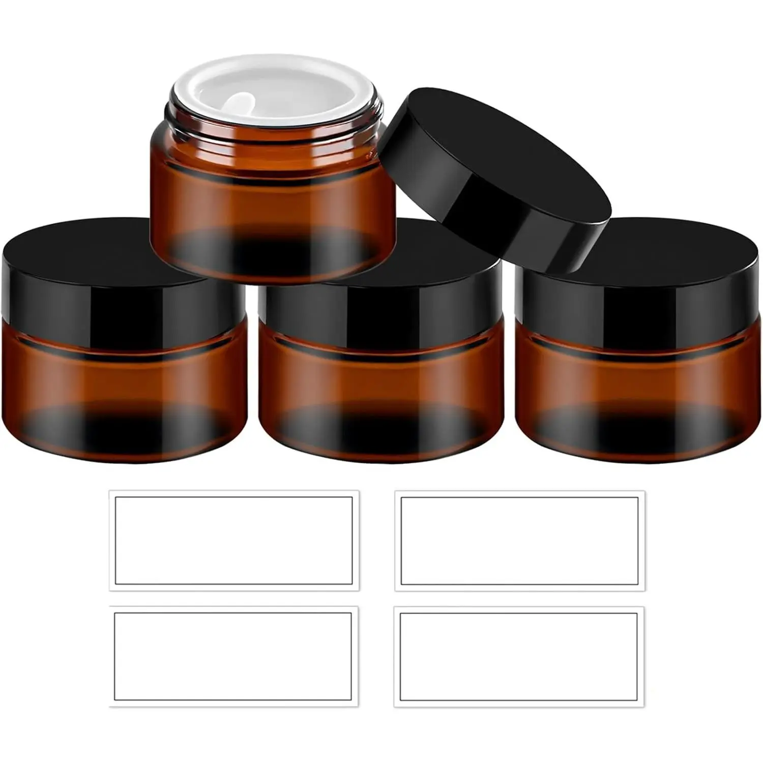 Thick  1 oz Glass Jars with  & Inner Liners, 4 Pack Small  Glass Jar Travel Containers for , Cream, Lotion | Essential oil Beauty Products | Candle Making Jar