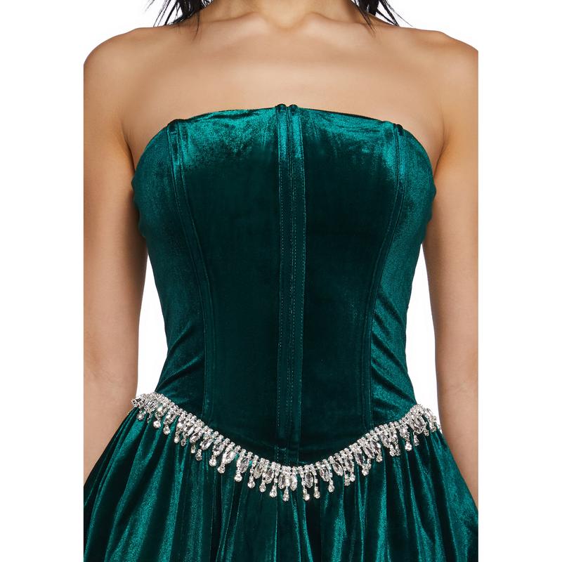 Tinsel Event Velvet Dress - Green