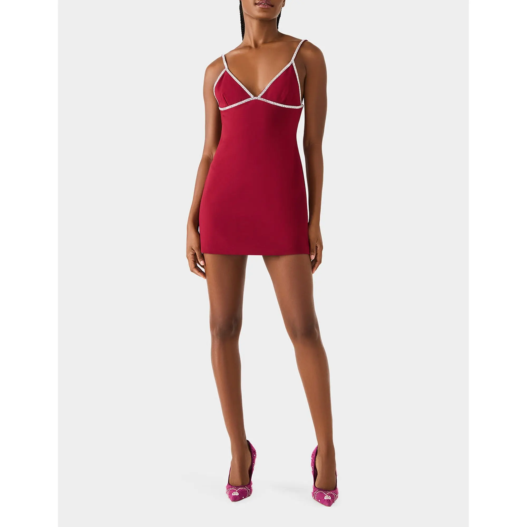 Betsey Johnson CRYSTAL SLIP DRESS WINE - TikTok Shop