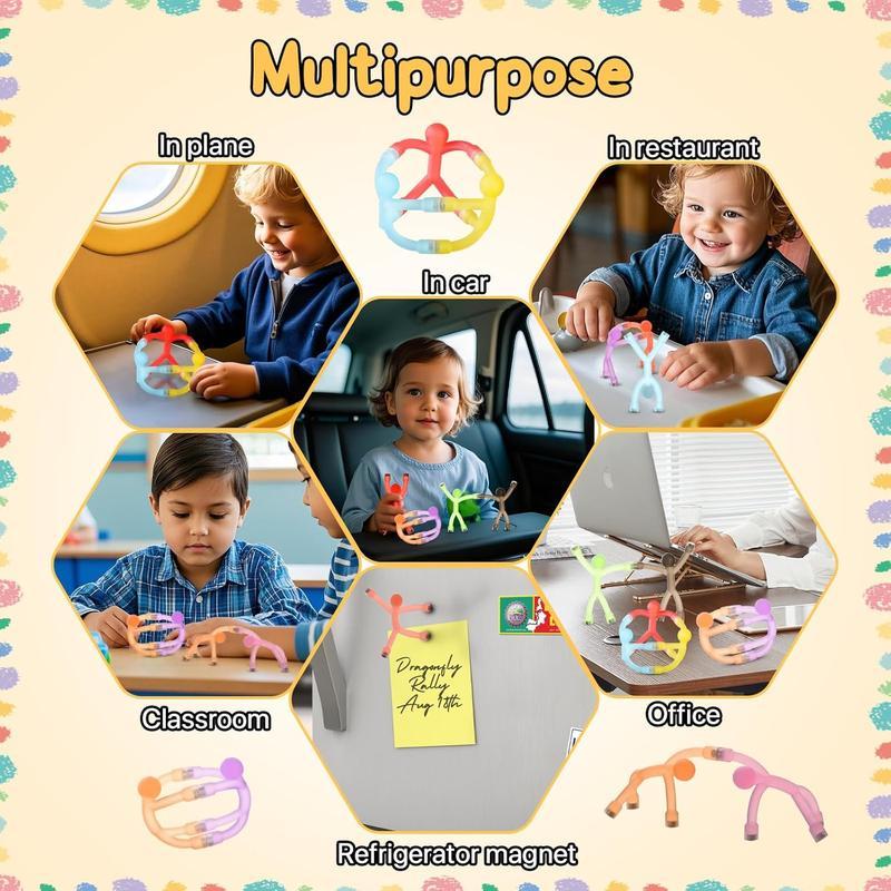 10Pcs Colorful Magnetic Humanoids for Kids .Flexible Fridge Magnets & Fidget Toys, CreativeMagnetic Characters, Suitable for FunDecorations on Refrigerators, Whiteboards orOffices