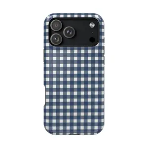 Blue Stripe Plaid Phone Case, Gingham Phone Collage Case Cover, Pastel Aesthetic Case, Pastel Phone Case, Gift for Him/ Her, Men/ Women, Birthday -  iP 17, 17 Pro, iP Air, iP 17 Promax - Tough Case, MagSafe, Phone Case