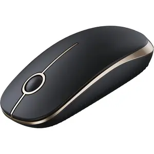 Wireless Mouse, 2.4G Slim Portable Computer Laptop Mouse with Nano Receiver Quiet Silent Optical Mice for Notebook, PC, Laptop, Computer-Black and Gold