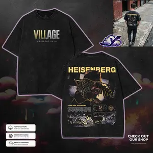 Resident Evil VIII - Heisenberg Hoodie Double Printed Graphic Tee, Vintage Heavyweight Cotton Unisex Survival Horror Video Game Streetwear T-shirt, Gift for Gamer Clothing