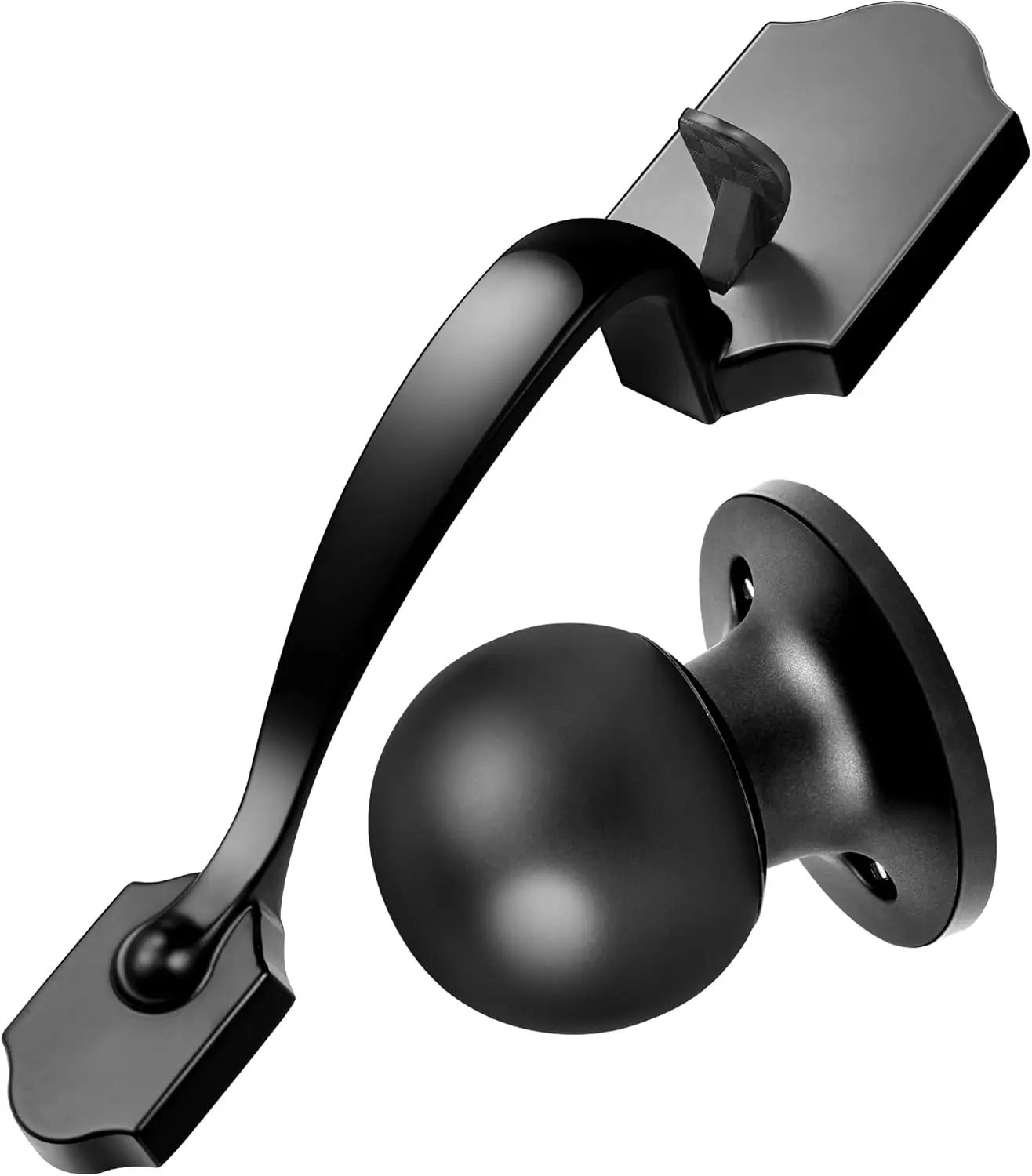 Front Door Handleset Entry Door Handle Set with Cove Knob for Right and Left Handed Doors, Interior and Exterior Entrance Passage Lock Matte Black
