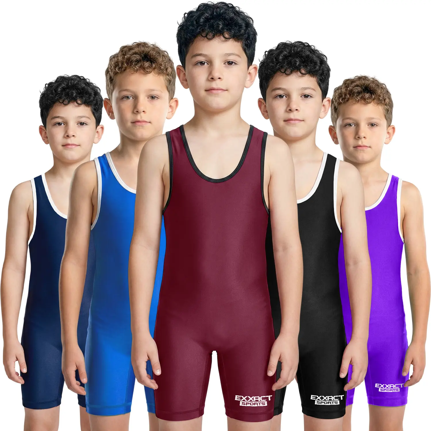 Exxact Sports Plain Wrestling Singlet, Powerlifting Singlet Youth Wrestling Singlet Men for Training and Weightlifting Uniform - (Maroon)