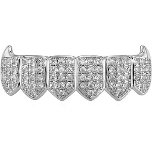 Grillz Teeth Men 18K Plated Gold Grills for Your Teeth Jewelry Hip Hop Cubic Zirconia Top Bottom Grills Mouth Tooth Cap