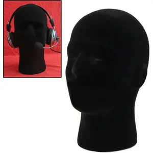 Styrofoam Mannequin Head 20" Head Circumference Foam Wig Stand for Styling & Display Headset/VR Holder Hat Cap Sunglasses Display Head Black