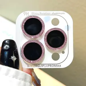 Bling metal ring camera lens protector for iPhone 15 14 13 12 11 pro Max mini rear camera lens cover metal protector ring phones casing protection dustproof flash Protective Smartphone lens  protectors