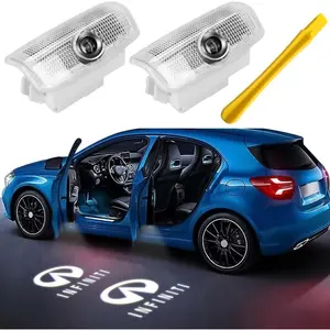 Hugexpen 2Pcs for Infiniti HD Door Lights Logo Projector Compatible with QX50/56/60/70/80 Q50/60/70 G25/37 M25/35/37/45/56 FX35/37/45/50 EX25/35/37 Model LED Car Door Welcome Lights Accessories