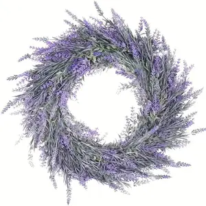 Lavender Wreath, 40cm Artificial Flower Door Hanging Decoration, Patio Decoration, Modern Style, Plastic Material, No Power Needed, Suitable for Christmas