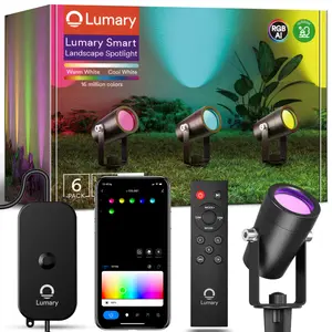 Lumary Smart Outdoor Spot Lights 56FT, 6 Pack RGBAIWW Color Changing Landscape Lights, WiFi APP/Voice/Remote Control, Low Voltage Outdoor Lights pathway light Garden Decorative