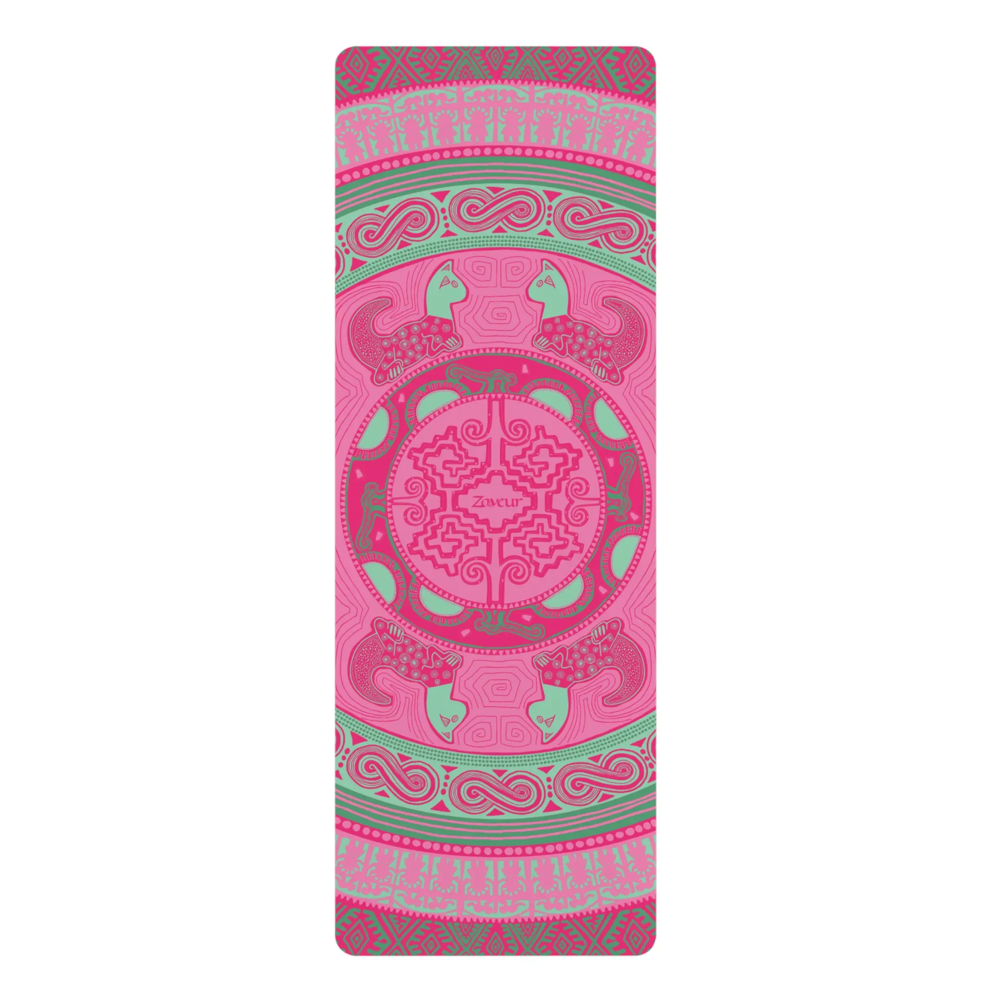 Colombian Dreams Yoga Mat | Pink Mandala Pattern Rubber Yoga Mat | Boho Meditation Mat