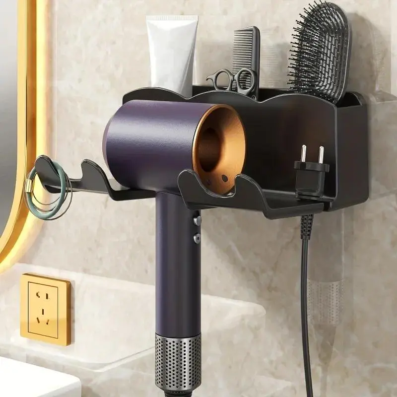 1pc Hair dryer storage rack, non perforated bathroom wall mounted bracket, bathroom air duct storage, Bathroom Organizer