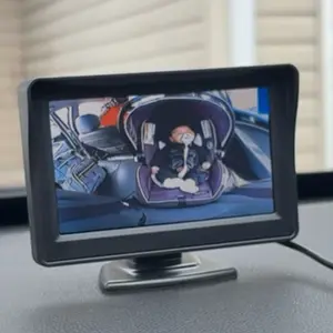 Car Baby Camera, 4.3'' HD Infrared Night Vision Function Baby Car Camera Display, Backseat Camera for Kid with 150° Wide View & 360° Rotatable Easy Installation in 5 Mins Rear Facing Mirrors