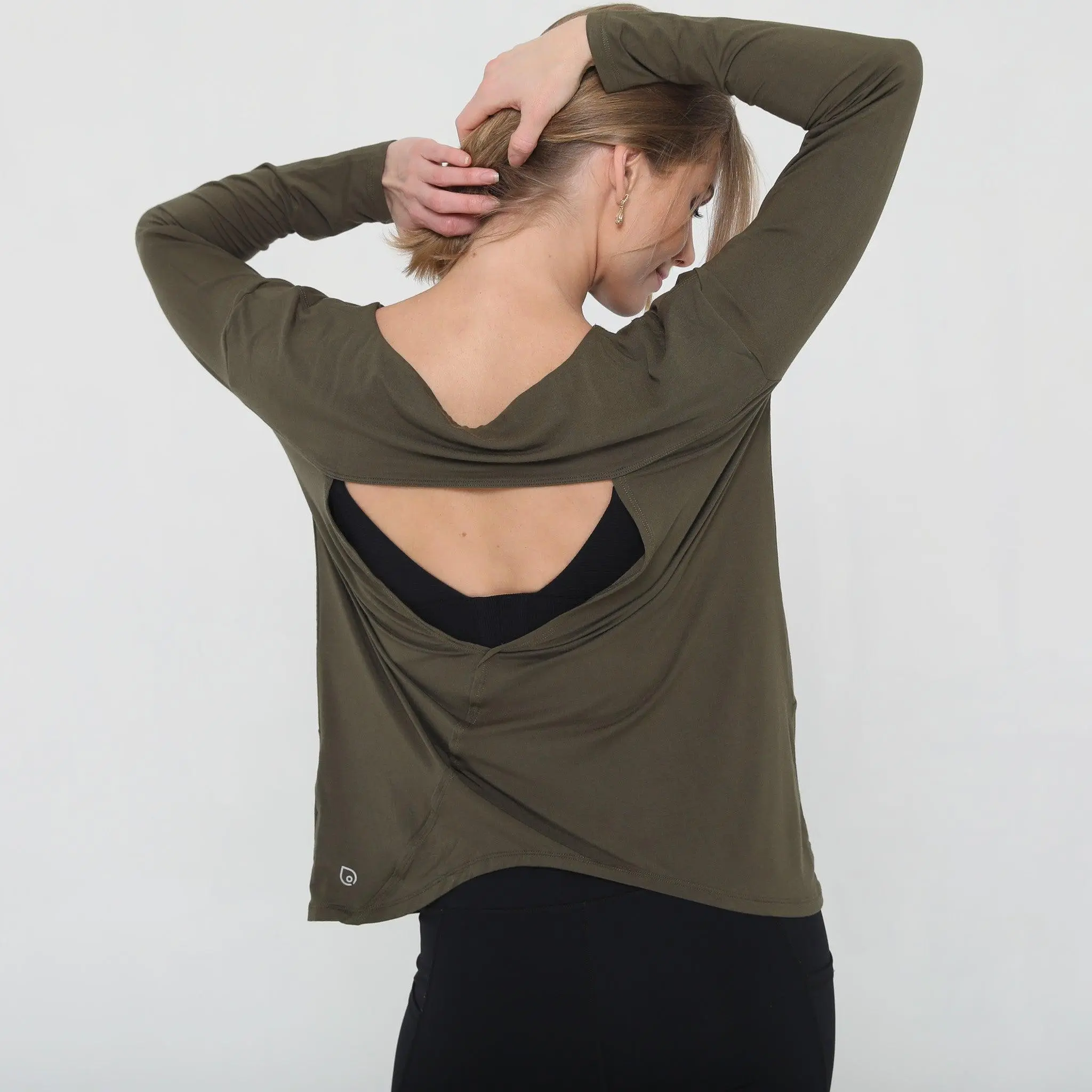 Open Back Long Sleeve Nursing Top (Cactus)