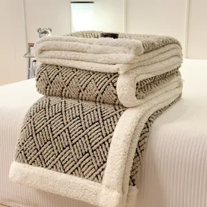 1pc double-layer blanket Double Layer Knitted Plush Blanket, Super Soft All-Season Comfort, Perfect for Bedroom and Living Room, Easy Care, Fluffy Blanket, Soft Cozy Blanket
