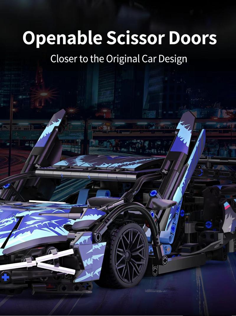 Compatible with Lego remote control toy building blocks, assembly supercar children's toy car racing model, small particles.