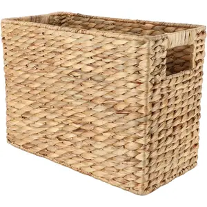 YAHUAN Natural Water Hyacinth Storage Basket with Built-in Handles Stair Basket Magazine Basket Large Wicker Baskets for storage Home Organizing Laundry (Water Hyacinth)