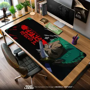 Roronoa Zoro Mouse Pad - Hell King Anime Desk Mat, Anime Mouse Pad, Desk Mat, PC Accessories.