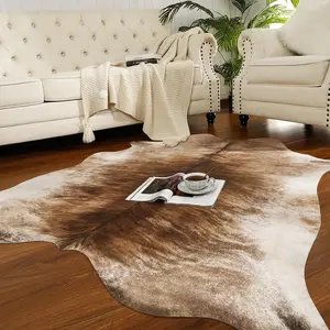 RUNIA Premium Faux Cowhide Home Decor Carpet, Luxury Home Decor Luxury Home Office Area Rug, Floor Carpet For Living Room Bedroom Faux Cowhide Rug