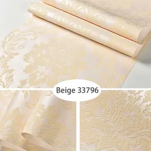 Elegant Damascus European Wallpaper, Decorative, Non-Self Adhesive, Easy to Match and Apply, Cuttable and Removable, Suitable for Bedroom Bathroom Kitchen Living Room TV Wall Decor