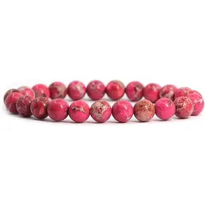 Rose Sea Sediment Jasper Gemstone 8mm Round Beads Stretch Bracelet 7 Inch Unisex
