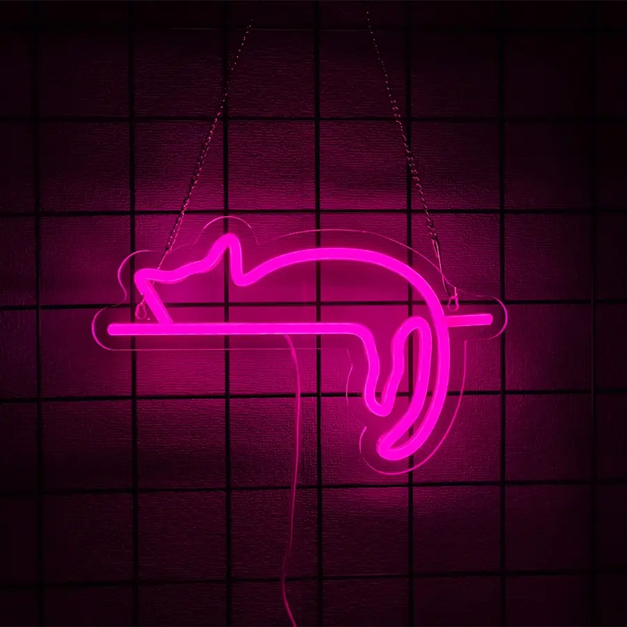 Kaisifei Cat Neon Decorative Light Animal-Shaped USB-Powered Decorative LED Neon Sign Led Neon Lights Perfect for Home Walls, Parties, Weddings, Birthdays, Kids' Rooms, or Girls' Rooms (Adorable Cat Design)