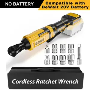 Brushless Electric Ratchet Wrench Kit, 20V Cordless Power Ratchet Set with Sockets | Compatible with DeWalt 20V Max Battery | Heavy Duty, for Automotive Repair & DIY, Car Tire, Lug Nuts, Bare Tool Only