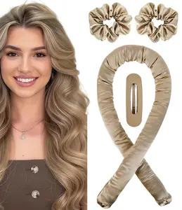 Heatless Curls Overnight Hair Curler to Sleep In Soft Jumbo Hair Rollers for Long Hair Blowout Look No Heat Overnight Curls, Satin Small Flexi Rods for Tight Curl Heatless Curling Rod Set with Clip