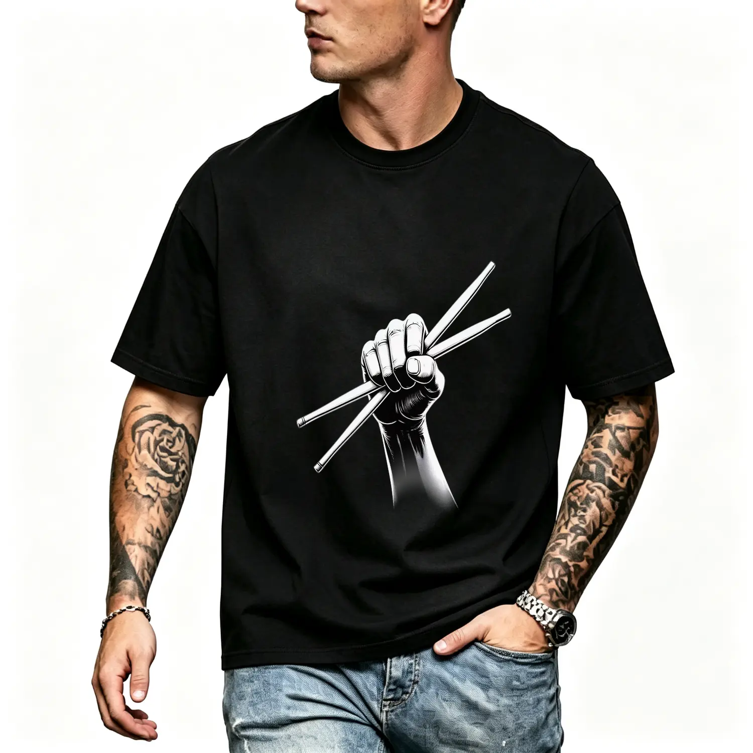 Mens Retro Drum Cotton T Shirt IM A Drummer Drum Drumsticks Graphic Loose Fit Short Sleeve Vintage Tee Suitable For Drummers Music Fans All Season Comfort Machine Washable Apparel Comfortable Casual T Shirt Suitable For All Seasons