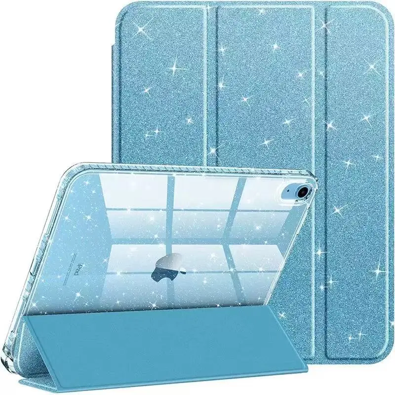 PBSEV iPad Slim Case for 10.9 Inch 10th & 11th Gen Tablet, Cute iPad Decor, Sparkling Crystal-Clear Anti-Yellowing Protective Casing, Pencil Holder, Auto Wake/Sleep Cover, Dreamy Deep Sea Blue Clear Back, Smooth Shockproof Protection