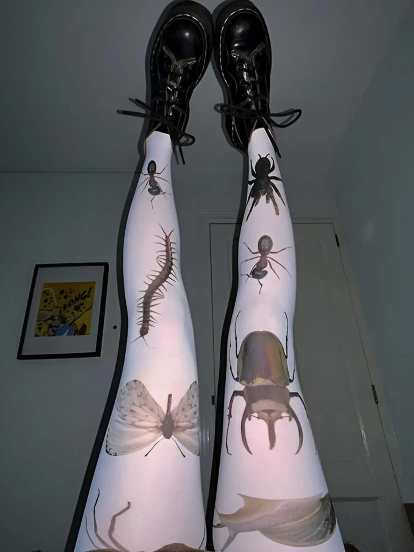 Women's Insect Graphic Pantyhose, High Waist Stretch Tights, Butterfly Beetle Spider Pattern, Casual Spring Fall Stockings