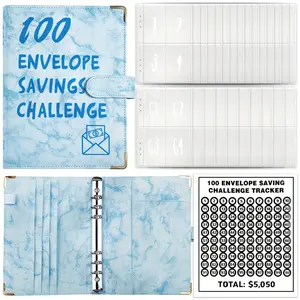 100 Envelopes Money Saving Challenge, A5 Budget Binder Book, Cash Envelopes with Numbers, Savings Tracker Organizer, 100 Days to Save $5,050, Office Use