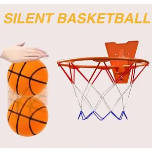 2-Pack Indoor Basketball Set with 7.09" Silent Orange Basketball - Noiseless, Easy-Clean PU Material, Ideal for Home & Teenagers' Festival Gift