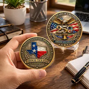 America Legacy 250th Anniversary Commemorative Coin, New York Texans Washingtonians Proud Challenge Coin 1776-2026, Gift for Veterans, Collectors, History Lover