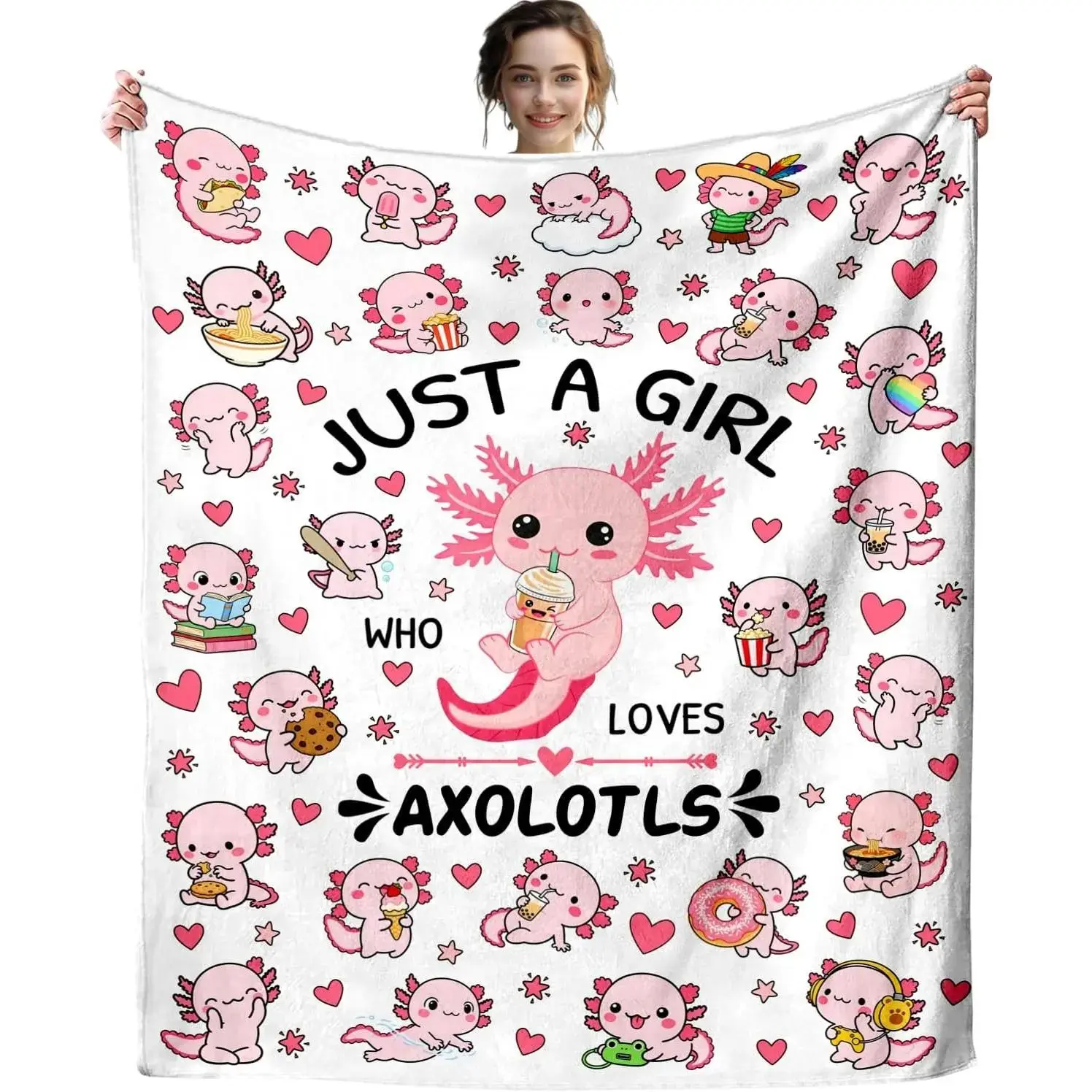 Aquatic Salamander Pattern Flannel Throw Blanket - Warm, Soft, Cozy Fabric for Bedroom Decor, Lovely Themed Gift for Kids & Women, Room Decor, Traditional