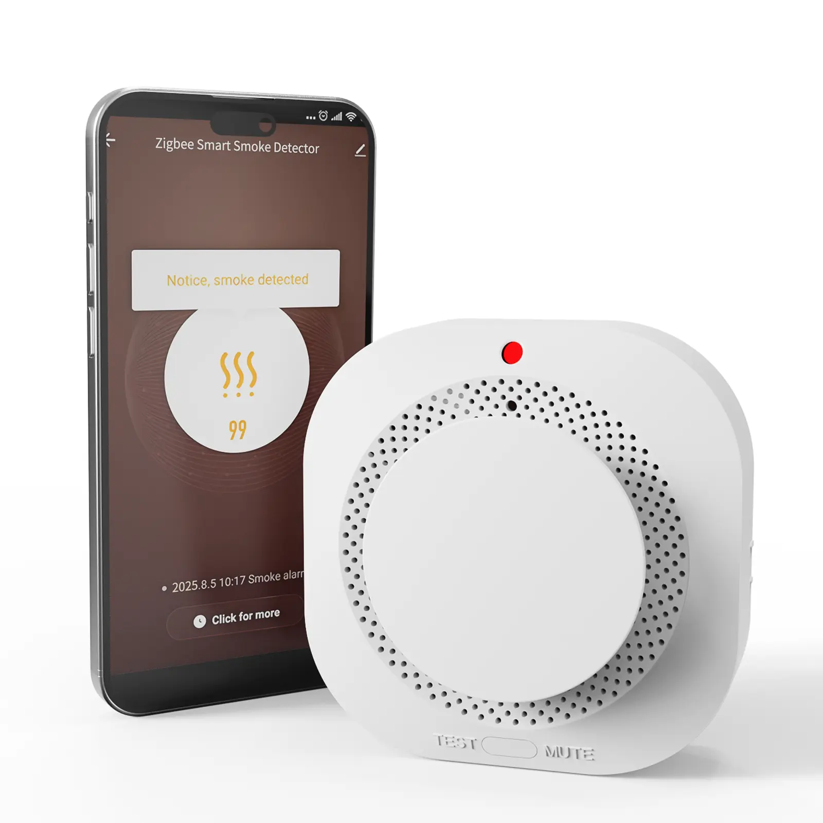 Tuya Zigbee Smoke Sensor - Compact Fire Detection Device for Home Security Systems, Wireless Indoor Security, Early Alert, Indoor Use (Requires Tuya Zigbee Gateway for Optimal Performance)