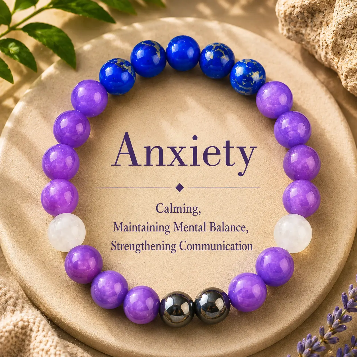 Stress-Relief Healing  - Anti-Anxiety Beaded Jewelry For Men & Women- Relaxing Calm, And Spiritual Balance first   pulsera  amatista unity  bracelet protection bracelet encouragement gift fashion artificial Colorblock Beaded Crystal Bracelet summerwins,su