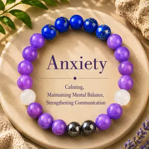 Stress-Relief Healing  - Anti-Anxiety Beaded Jewelry For Men & Women- Relaxing Calm, And Spiritual Balance first   pulsera  amatista unity  bracelet protection bracelet encouragement gift fashion artificial Colorblock Beaded Crystal Bracelet