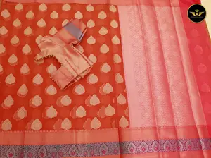 Premium Organza Pattu Saree, Allover Weaving, Big Butta Design