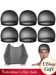 6 Pcs （3Pack）Black Wig Cap for Women, Mesh Stocking Wig Caps Net Closed End Hair Mesh Net Liner Ultra-thin Invisible for Women Men Cosplay Show Halloween Bachelorette Party Music Festivals Daily Life