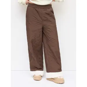 Cider Fleece High Rise Quilted Wide Leg Trousers