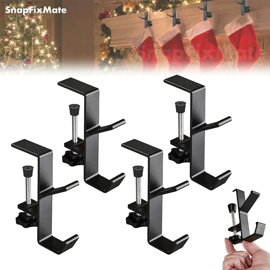 Snapfixmate 4 PCS Fireplace Stocking and Garland Hanger - Hold Christmas Stocking and Hang Garland - Christmas Stocking Garland Hanger Stocking Holders for Mantle, TikTokShopBlackFriday