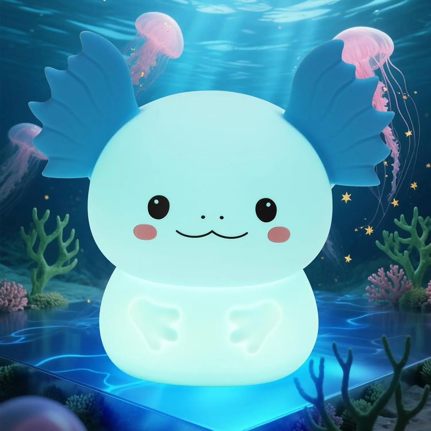 Axolotl Night Light for Kids, 7-Color Changing & 3 Adjustable Brightness Levels,Rechargeable Silicone Bedside Lamp, Animal Night Lamp for Kids Room,Gift for Boys & Girls,Axolotl Nightlight, Gifts For Kids, Child-Friendly Ambient Night Light