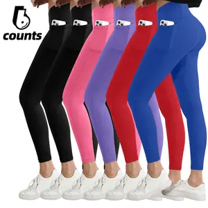 3/6 Pack Women's High Waisted Yoga Pants with Pockets, Tummy Control Workout Running pants Leggings  Fashion  Outdoor Gym Outfit High Rise Sweatpants outdoorfun