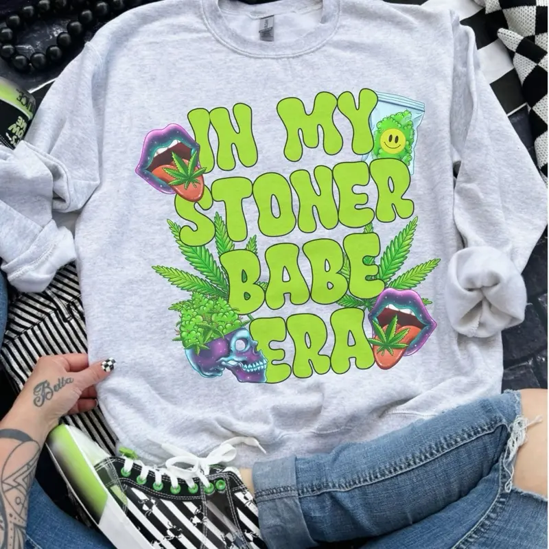 Stoner Babe Era  - Ash Grey - Sublimation-  - Unisex Jersey Sweatshirt