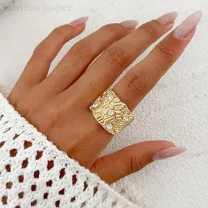 Trendy 14K Gold Plated Nugget Ring for Men & Women, Hip Hop Style Chunky Statement Jewelry, Durable Everyday Accessory, Perfect Gift for Birthday & Streetwear Lovers