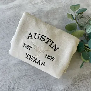 Austin Texas Embroidered Sweatshirt, Vintage Bull Graphic Crewneck, Trendy Texas Sweatshirt, Western Fall Outfit
