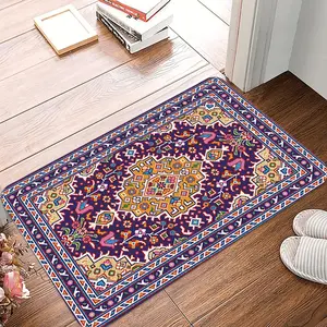1 Piece of Bohemian Ethnic-inspired Geometric Floral Print Decorative Welcome Doormat Soft Kitchen Floor Mat Living Room Decorative Rug Bohemian Style Rugs Suitable for Indoor and Outdoor Home Decor Boho Area Rug
